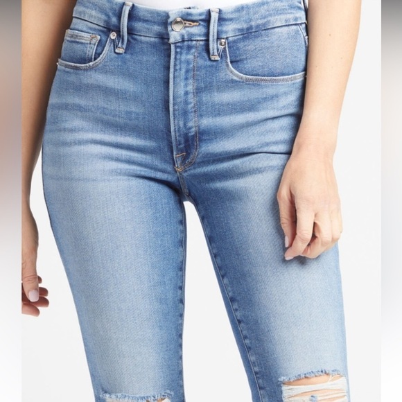 GOOD AMERICAN Good Legs High Rise Distressed Jeans - Picture 3 of 14